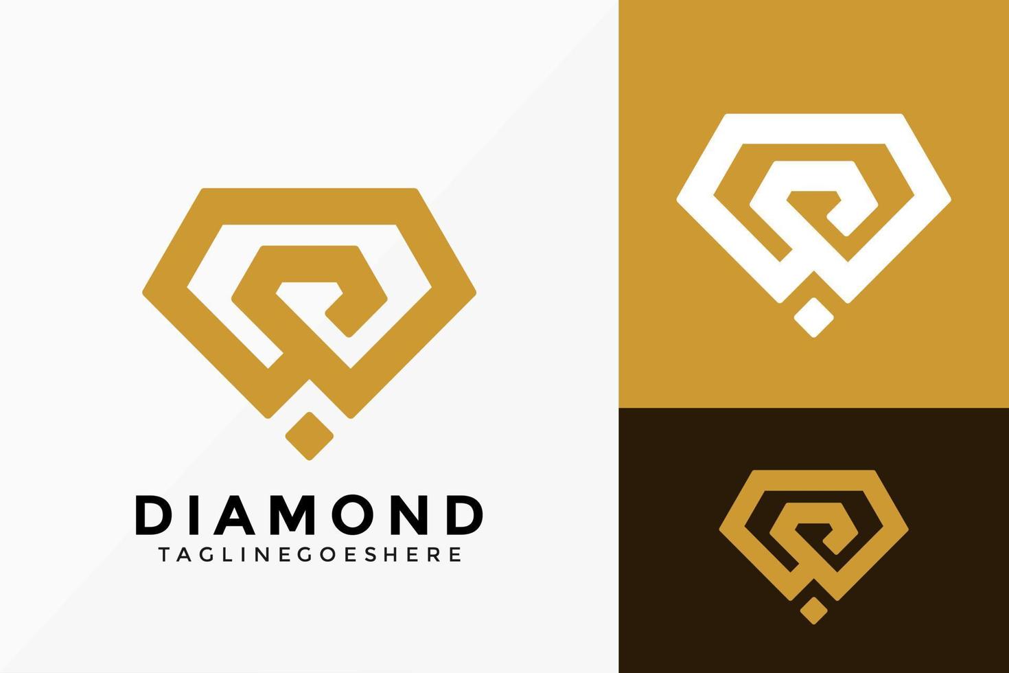 Luxury Golden Diamond Logo Vector Design. Abstract emblem, designs concept, logos, logotype element for template.