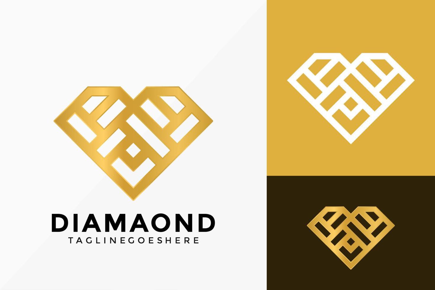 Premium Golden Diamond Stone Logo Vector Design. Abstract emblem, designs concept, logos, logotype element for template.