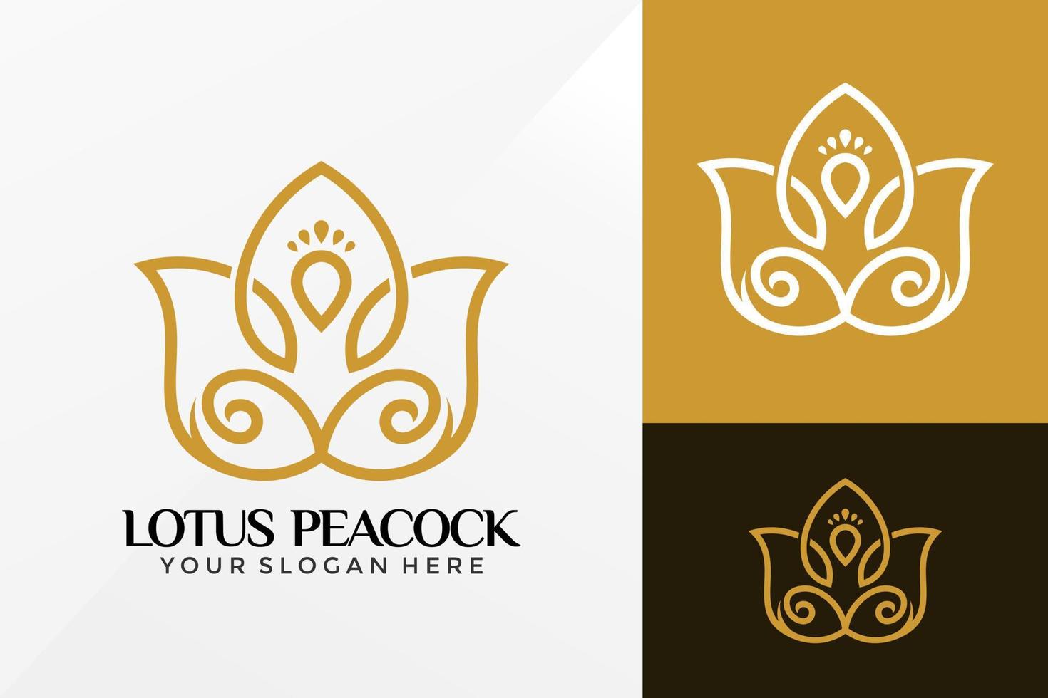 Luxury Lotus Peacock Logo Vector Design. Brand Identity emblem, designs concept, logos, logotype element for template.
