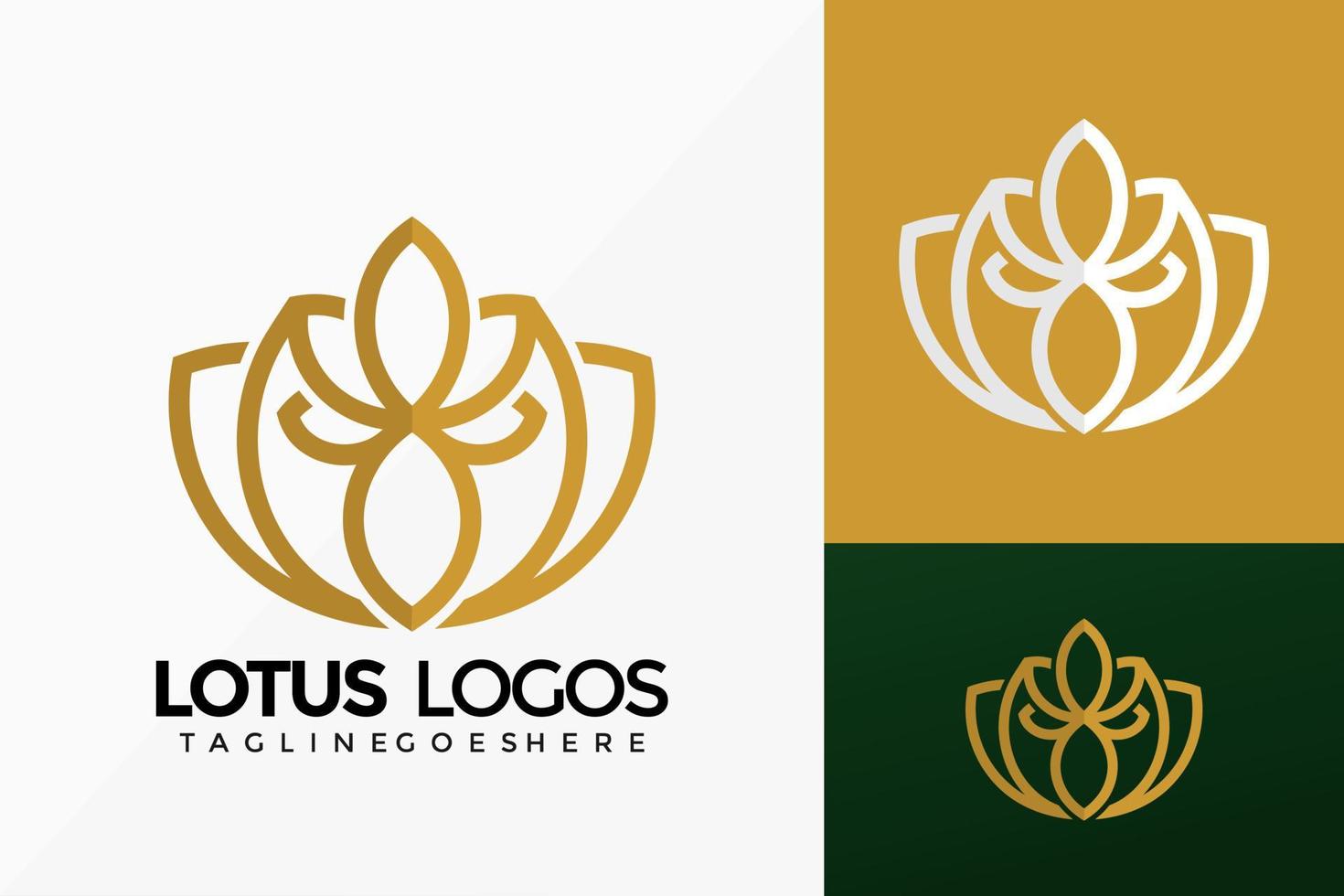 Premium Line Art Lotus Logo Vector Design. Abstract emblem, designs concept, logos, logotype element for template.