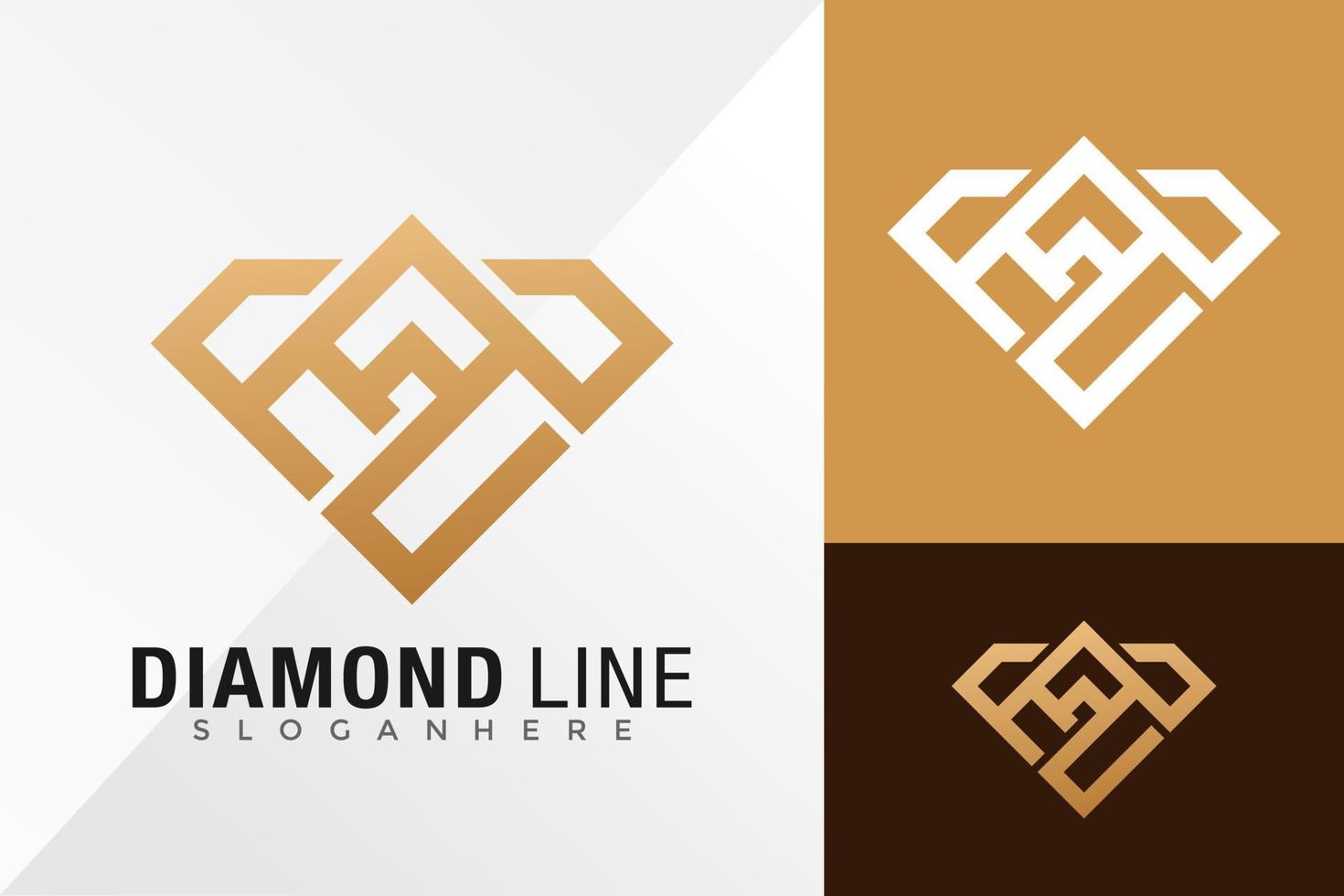 Plantilla de ilustración de vector de diseño de logotipo de línea de diamante de lujo