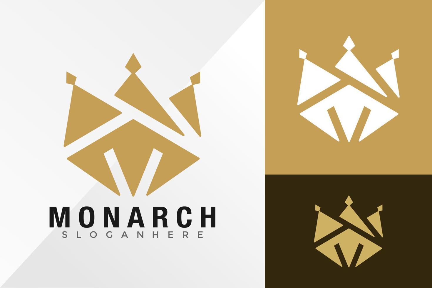 Letter M Monarch King Logo Design Vector illustration template