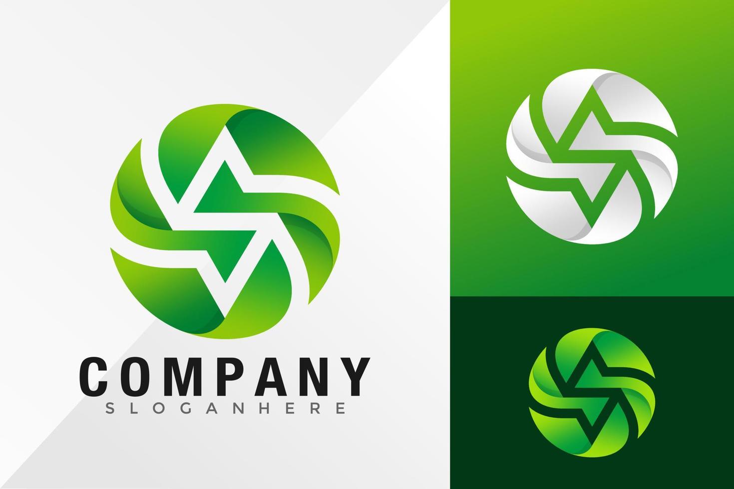 S Letter Swirl Green Logo Design Vector illustration template