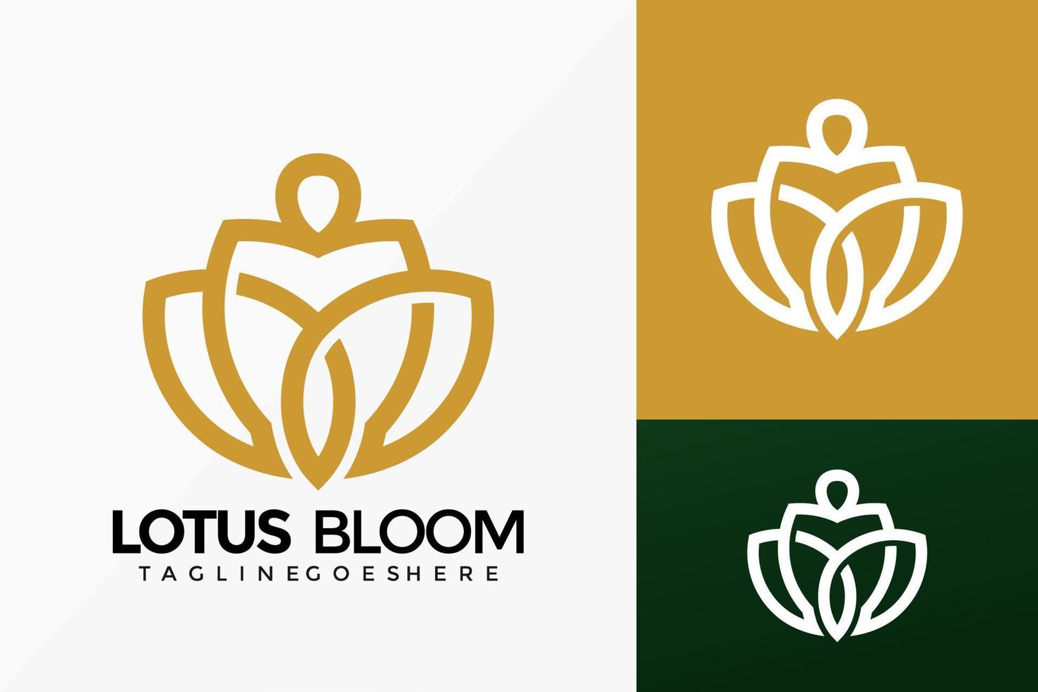 Premium Flower Lotus Bloom Logo Vector Design. Abstract emblem, designs concept, logos, logotype element for template.