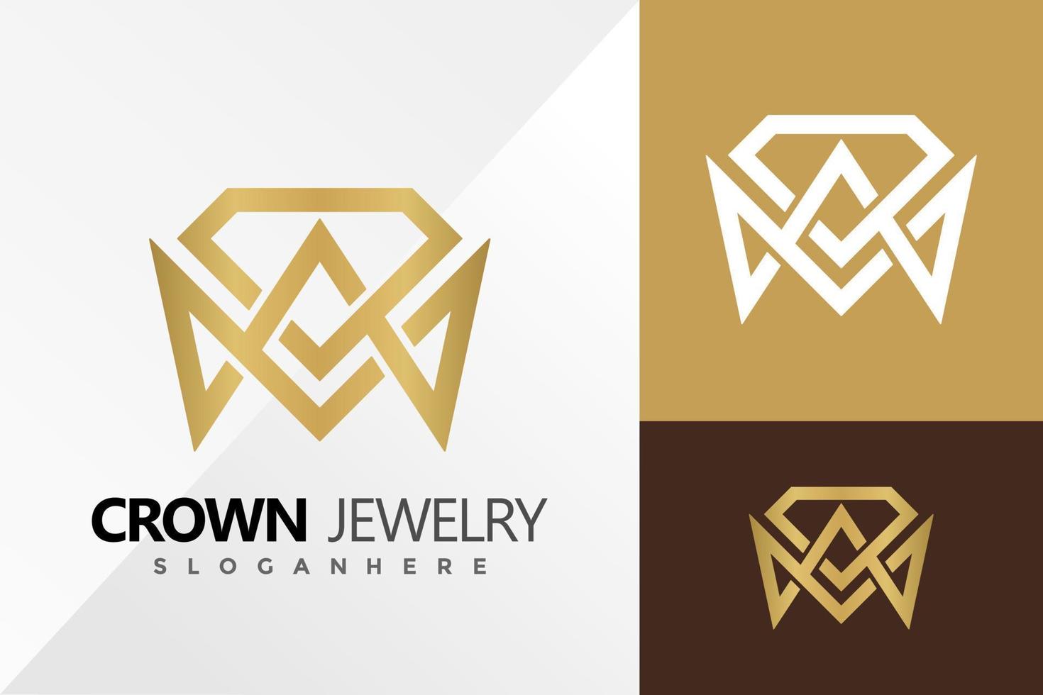 Golden Crown Jewelry Logo Design Vector illustration template