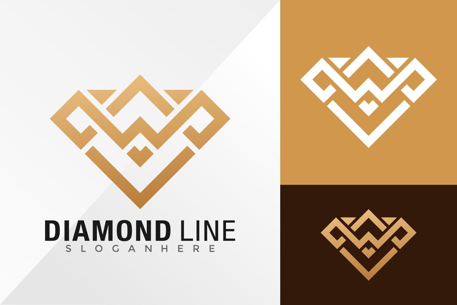 Letra w plantilla de ilustración de vector de diseño de logotipo de arte de línea de diamante