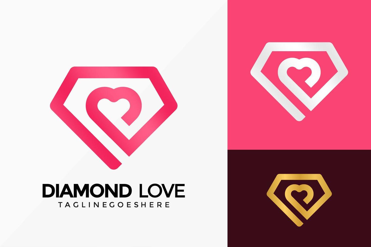 Premium Diamond Love Logo Vector Design. Abstract emblem, designs concept, logos, logotype element for template.