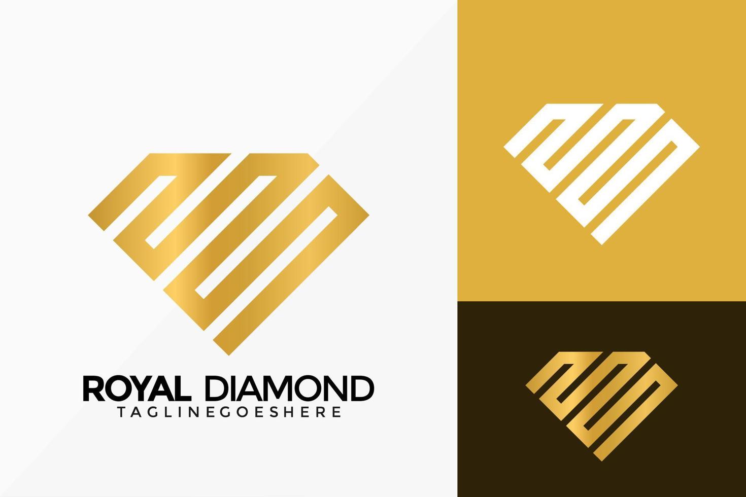 Premium Golden Royal Diamond Logo Vector Design. Abstract emblem, designs concept, logos, logotype element for template.