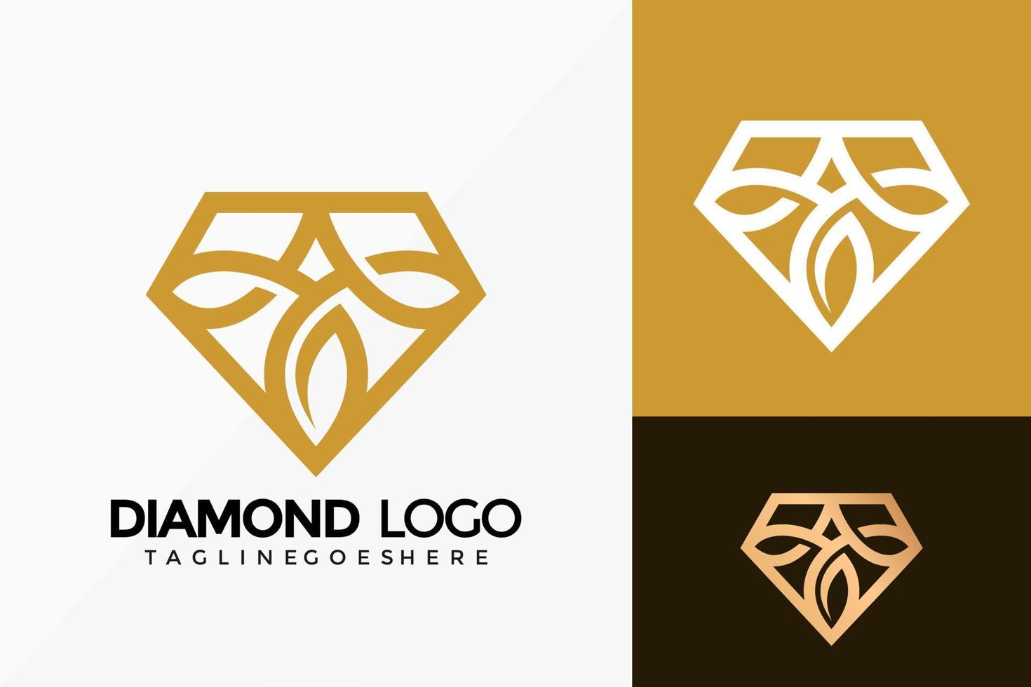 Luxury Line Art Diamond Logo Vector Design. Abstract emblem, designs concept, logos, logotype element for template.