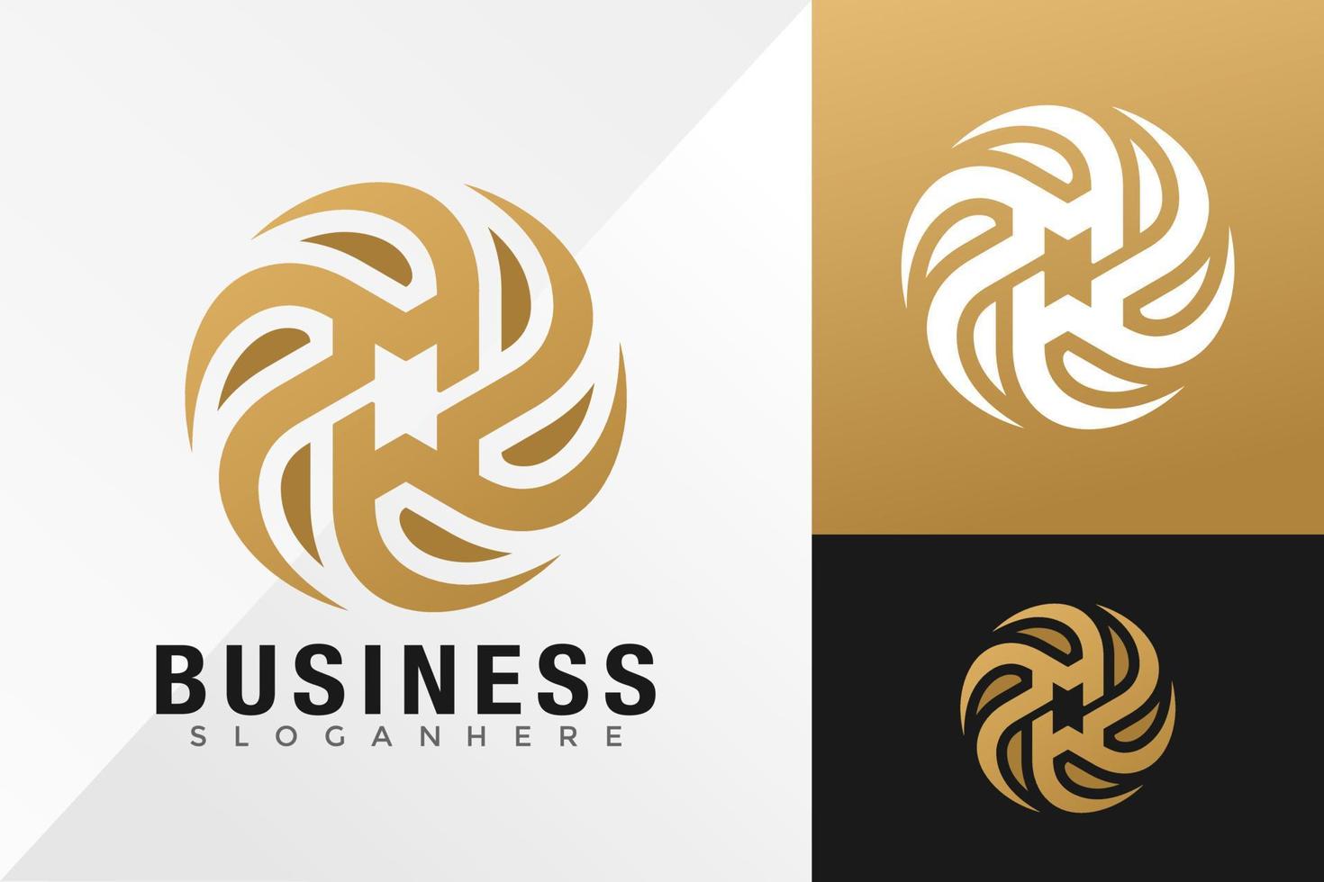 Golden Letter M Circle Logo Design Vector illustration template