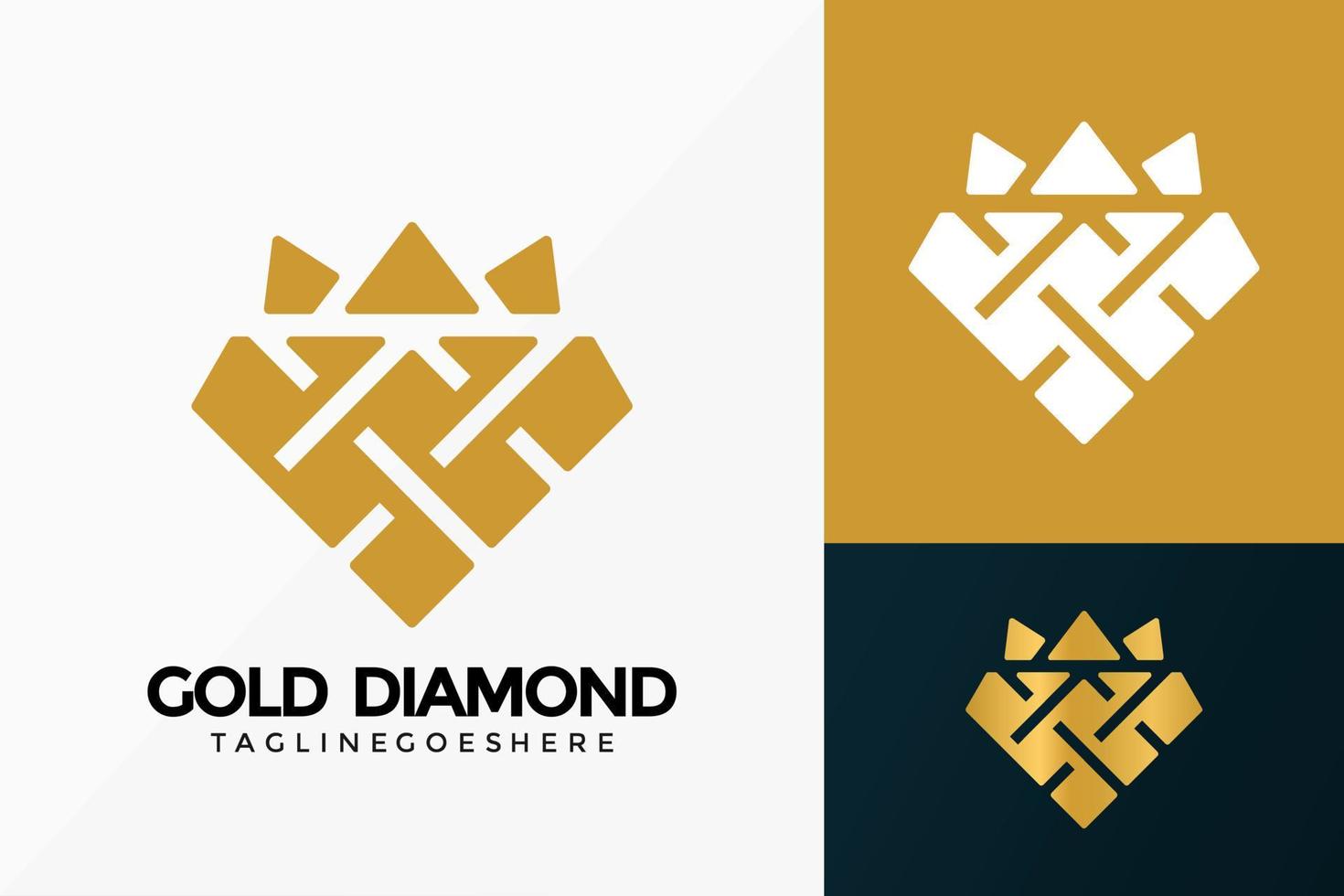 Premium Luxury Golden Diamond Logo Vector Design. Abstract emblem, designs concept, logos, logotype element for template.