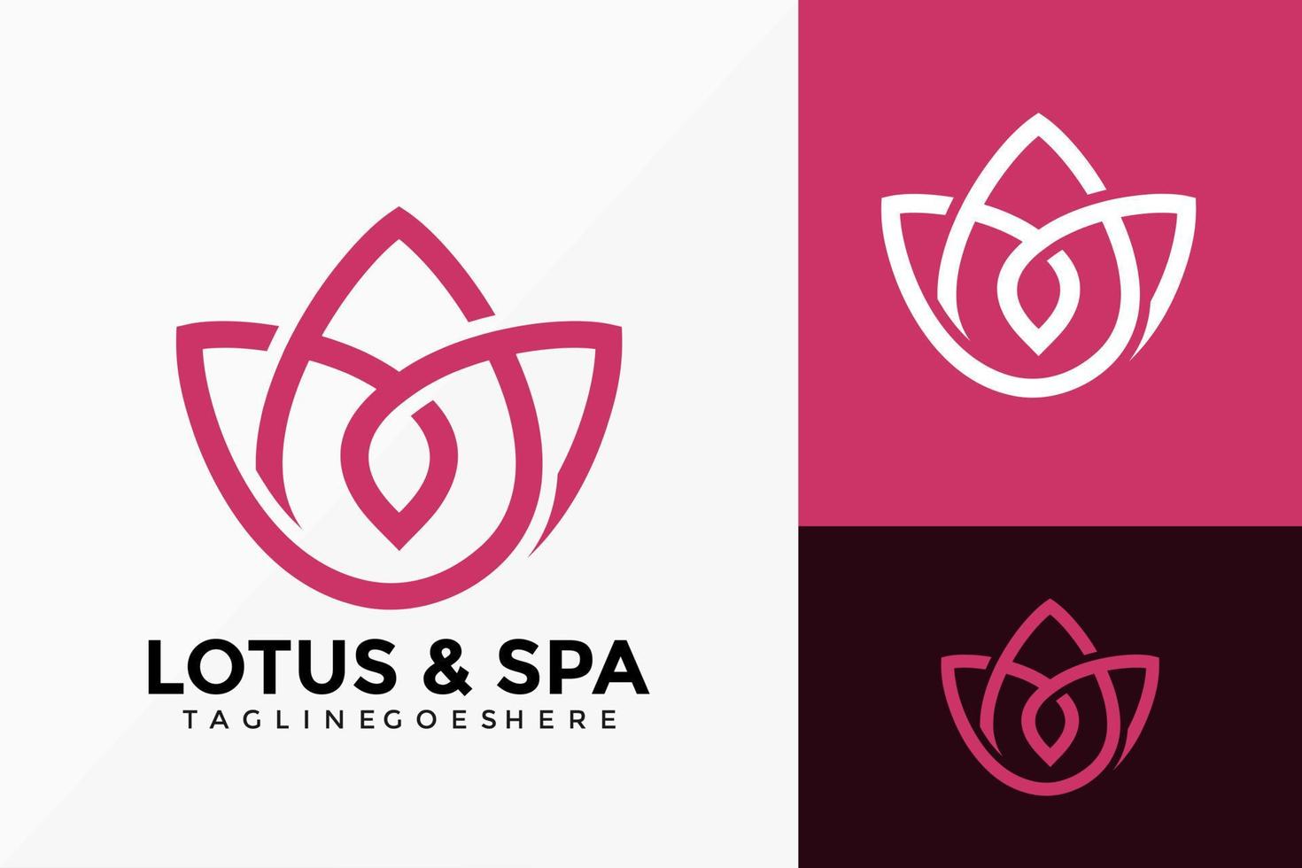 Luxury Line Art Lotus Spa Logo Vector Design. Abstract emblem, designs concept, logos, logotype element for template.