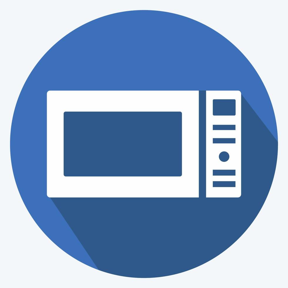Icon Microwave - Long Shadow Style - Simple illustration,Editable stroke vector