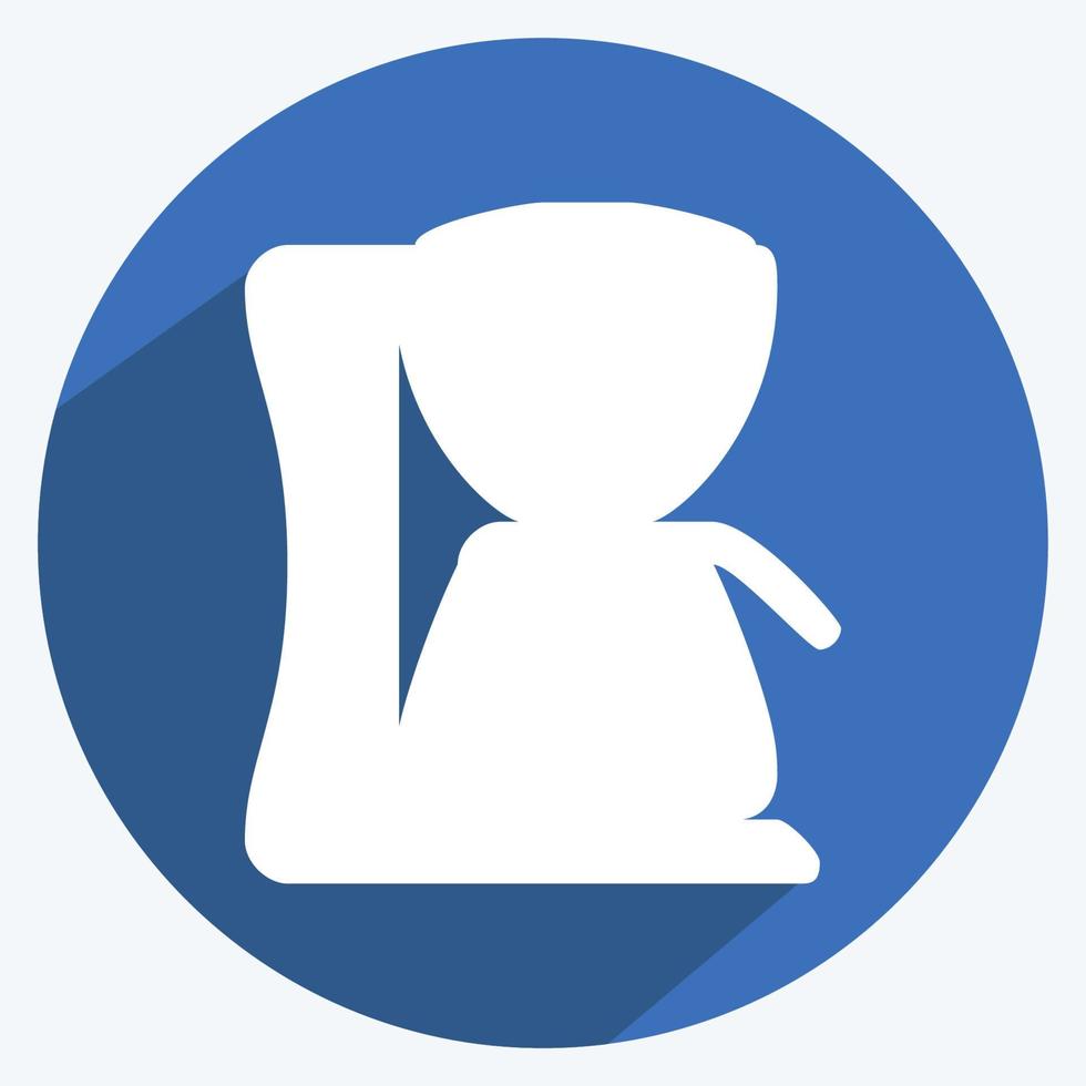 Icon Coffee Machine - Long Shadow Style - Simple illustration,Editable stroke vector