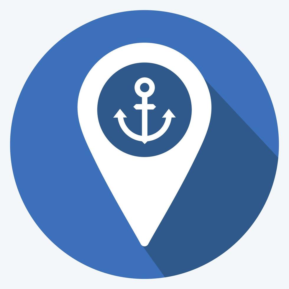 Icon Shipping Location - Long Shadow Style - Simple illustration,Editable stroke vector