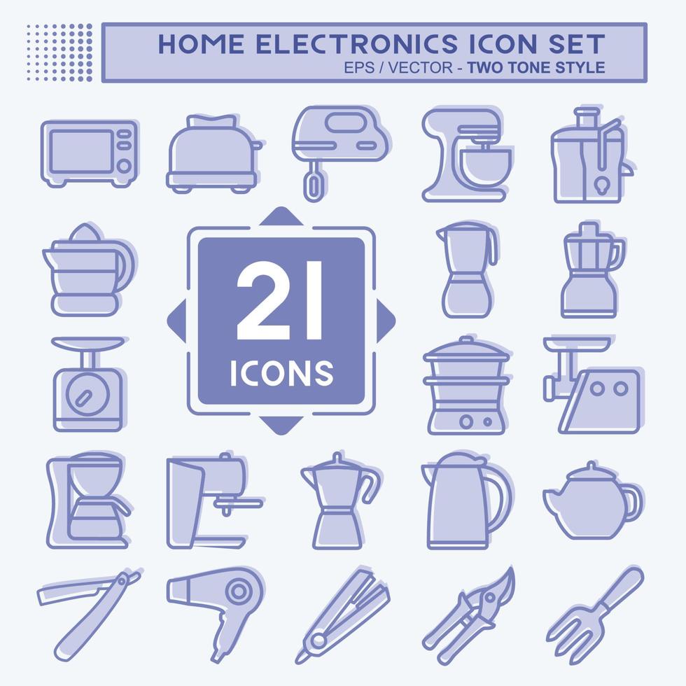 conjunto de iconos hogar - estilo de dos tonos - ilustración simple, trazo editable vector