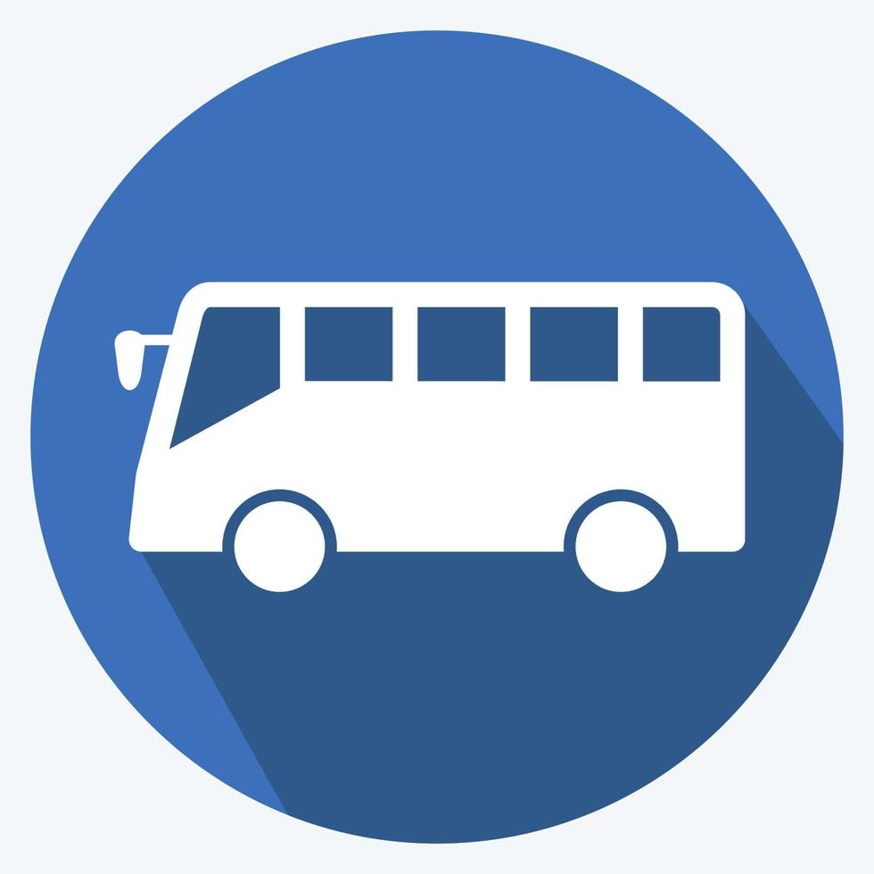 icono de autobús - estilo de sombra larga - ilustración simple, trazo editable vector