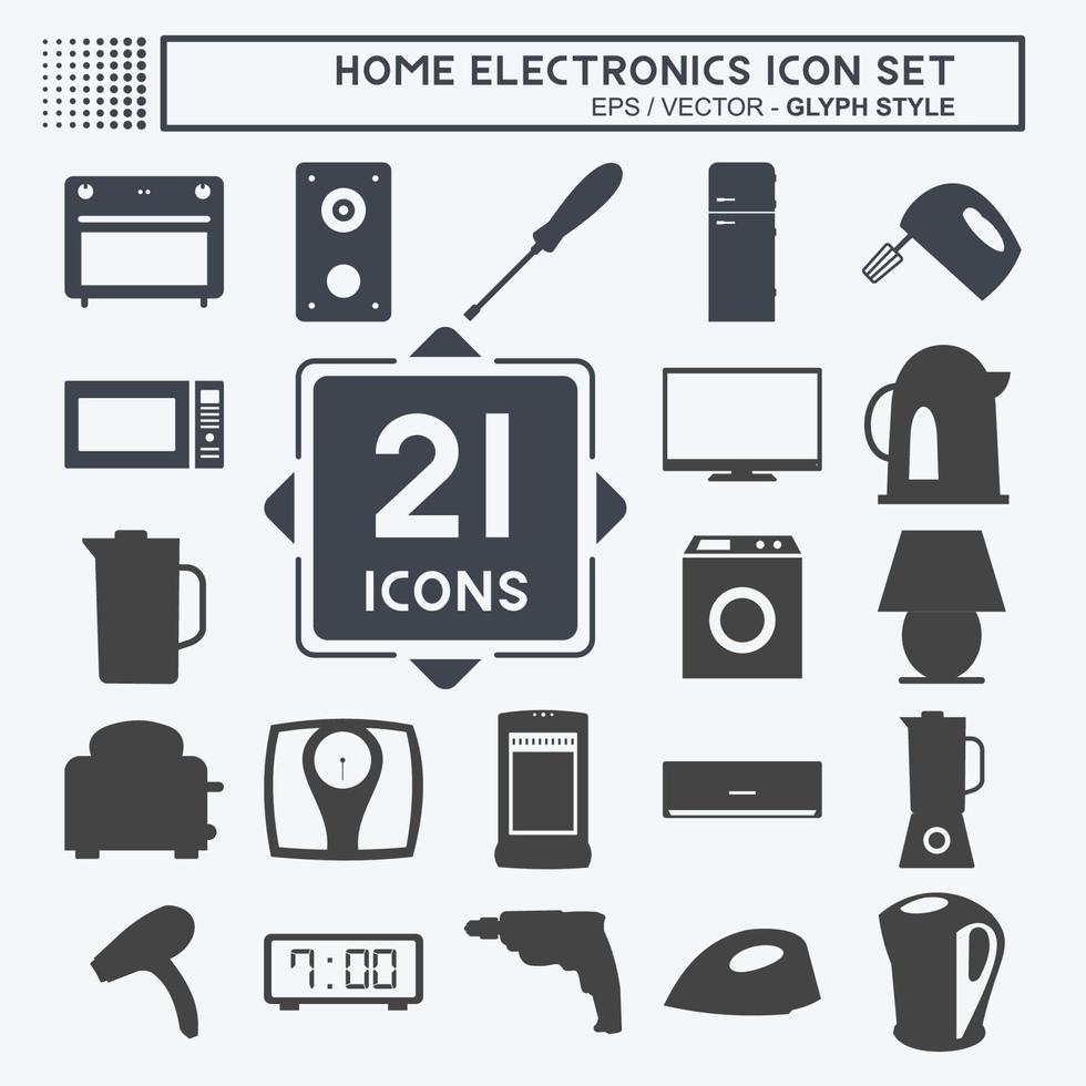 Icon Set Home Electronics - Glyph Style - Simple illustration,Editable stroke vector