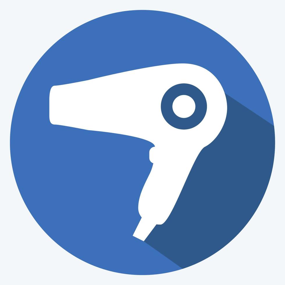 Icon Hair Dryer - Long Shadow Style - Simple illustration,Editable stroke vector