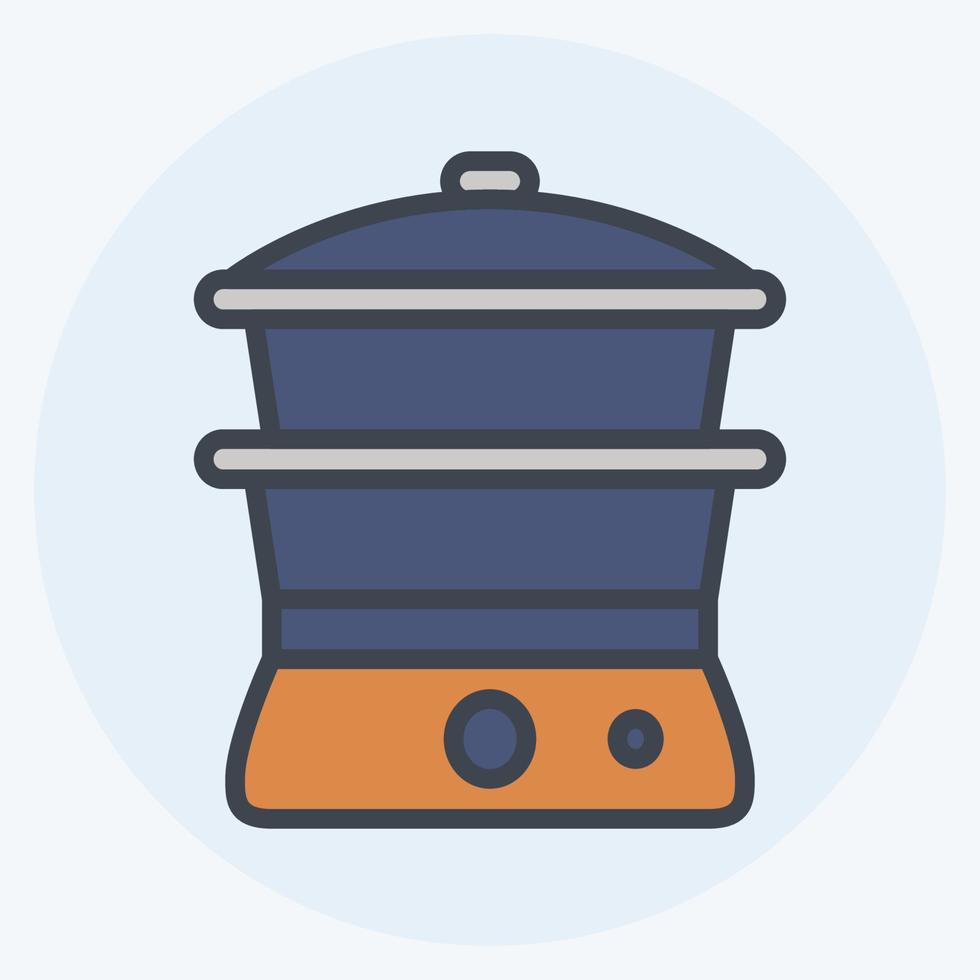 Icon Steamer - Color Mate Style - Simple illustration,Editable stroke vector