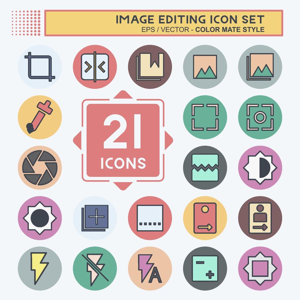 conjunto de iconos de edición de imágenes - estilo de color mate - ilustración simple, trazo editable vector