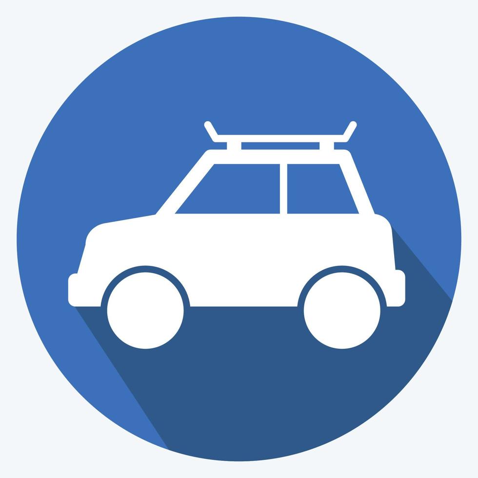 icono de coche - estilo de sombra larga - ilustración simple, trazo editable vector