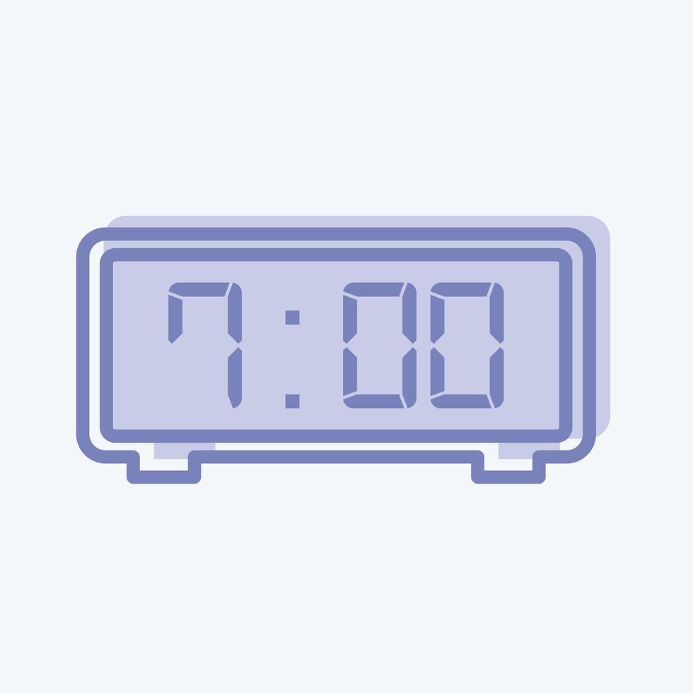 icono de reloj digital - estilo de dos tonos - ilustración simple, trazo editable vector