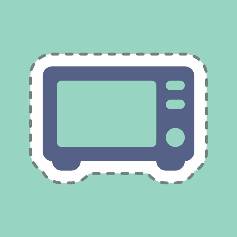 Sticker Microwave - Line Cut - Simple illustration,Editable stroke vector