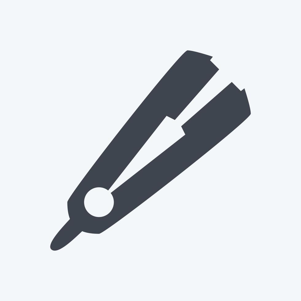 plancha de pelo de icono - estilo de glifo - ilustración simple, trazo editable vector