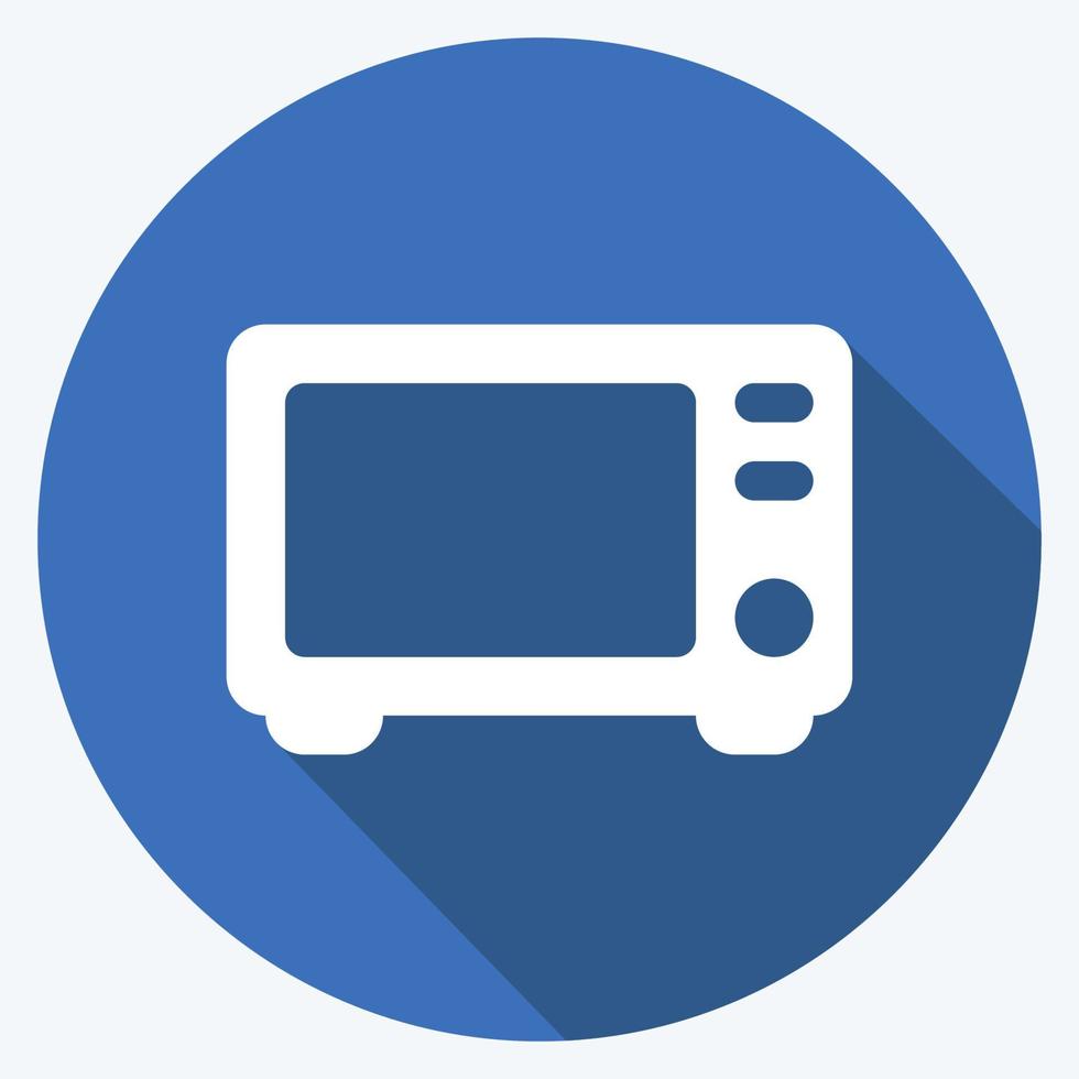Icon Microwave - Long Shadow Style - Simple illustration,Editable stroke vector