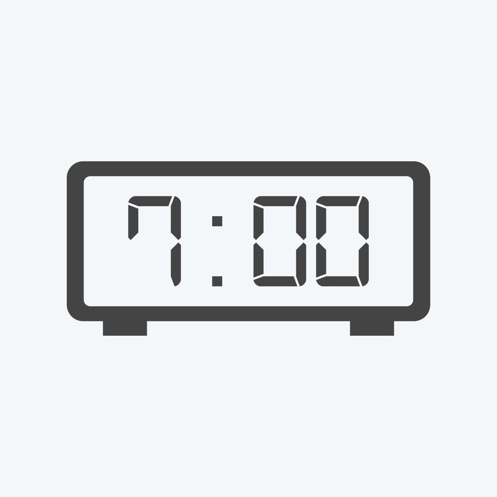 Icon Digital Clock - Glyph Style - Simple illustration,Editable stroke vector