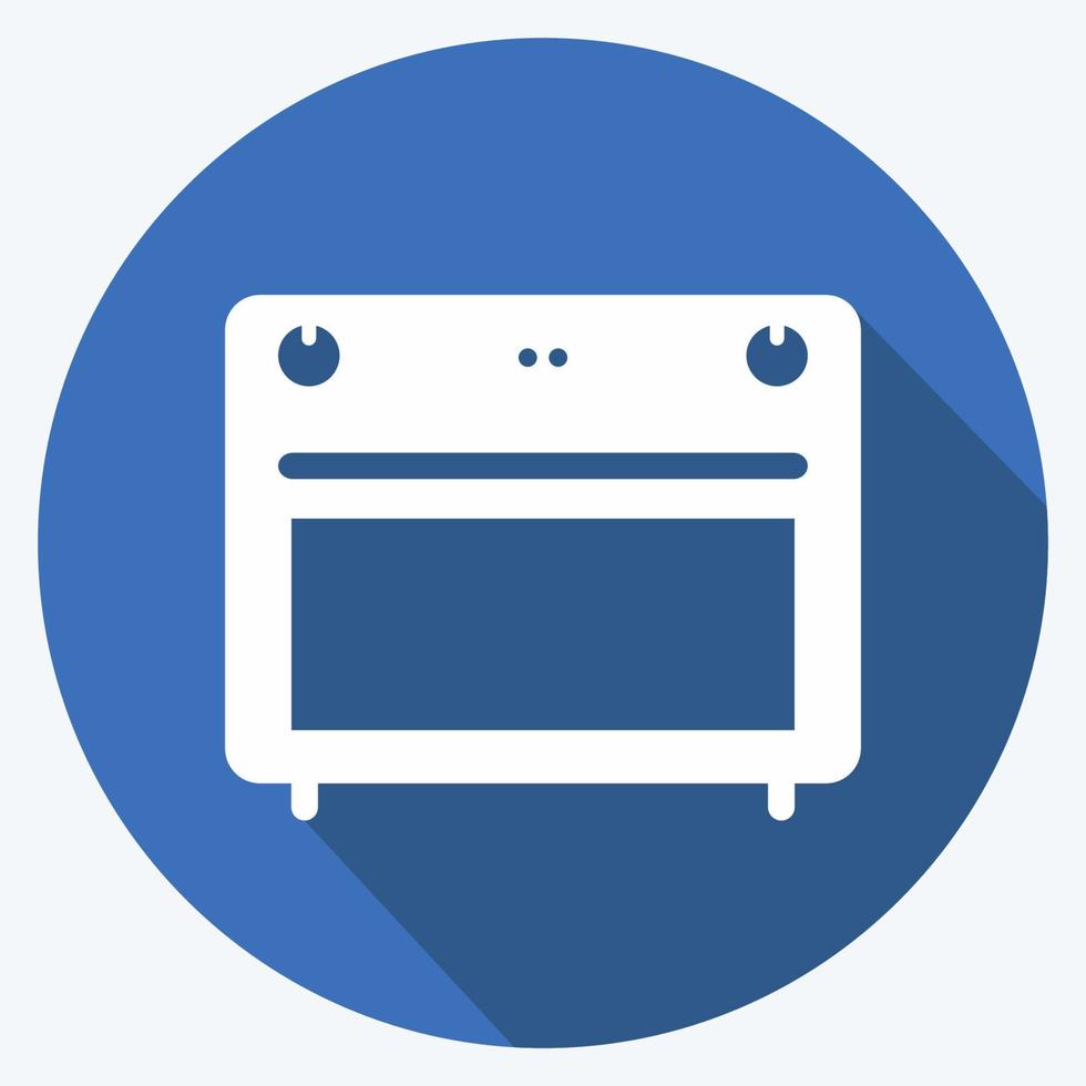 Icon Stove - Long Shadow Style - Simple illustration,Editable stroke vector