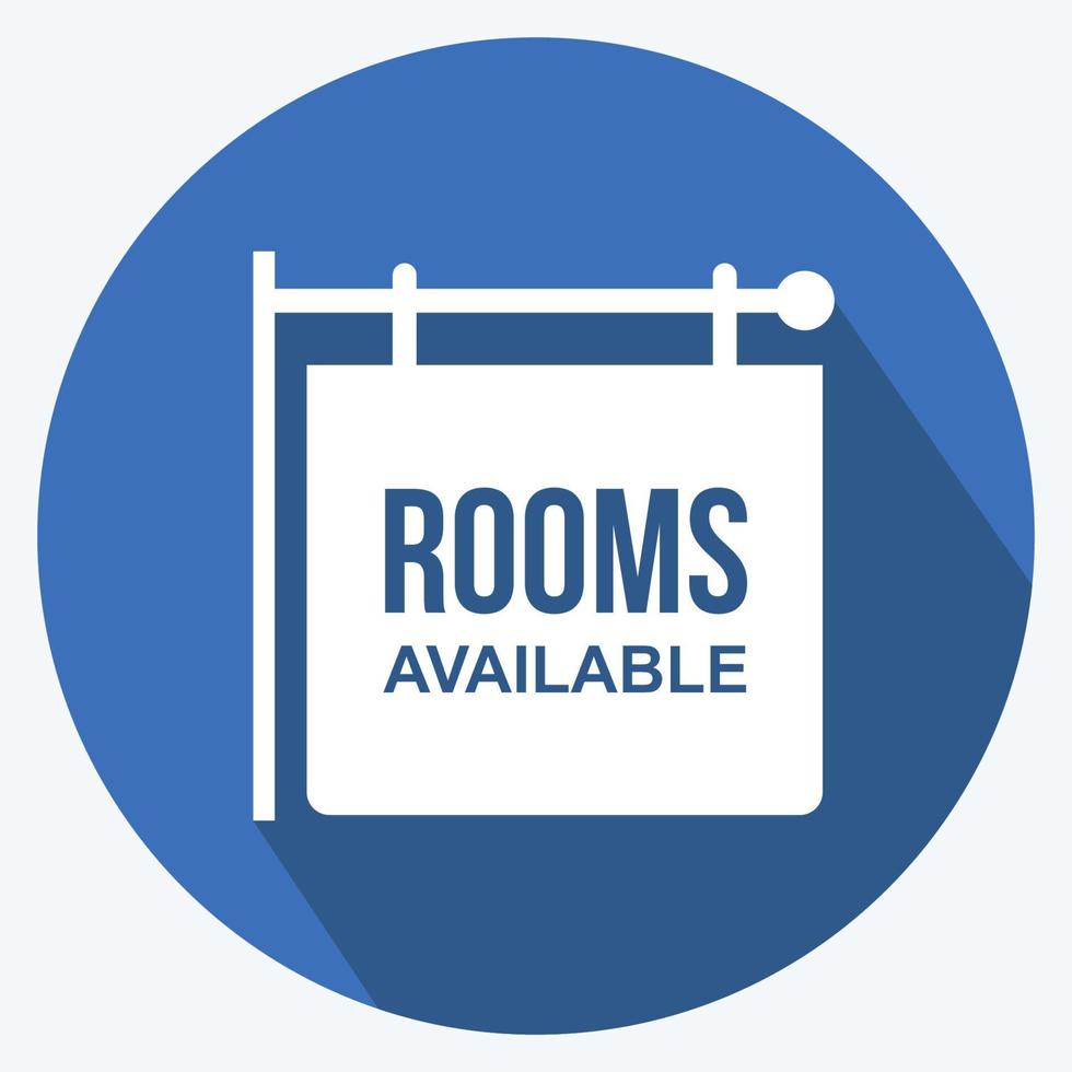 Icon Rooms - Long Shadow Style - Simple illustration,Editable stroke vector