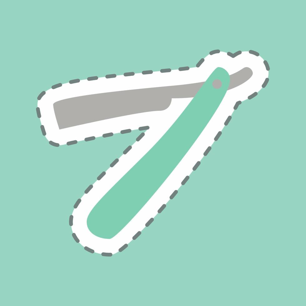 Sticker Straight Razor - Line Cut - Simple illustration,Editable stroke vector