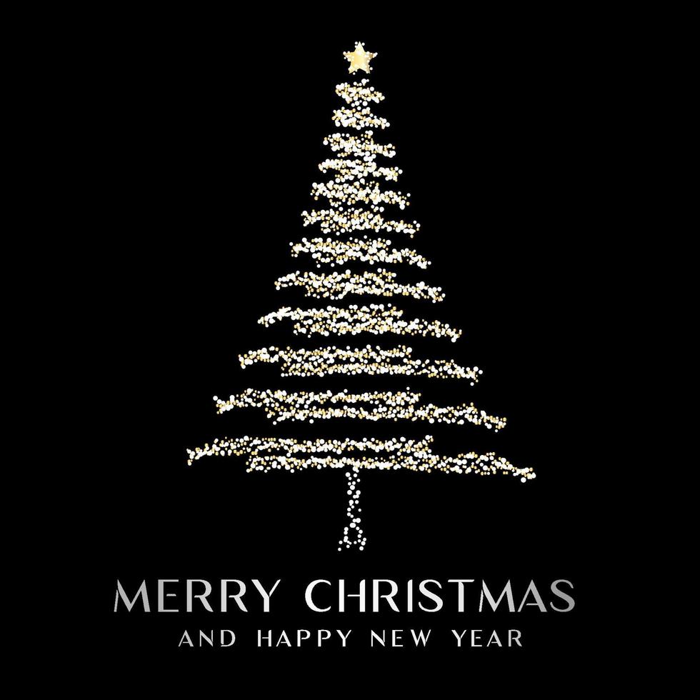 merry christmas and new year with tree vector