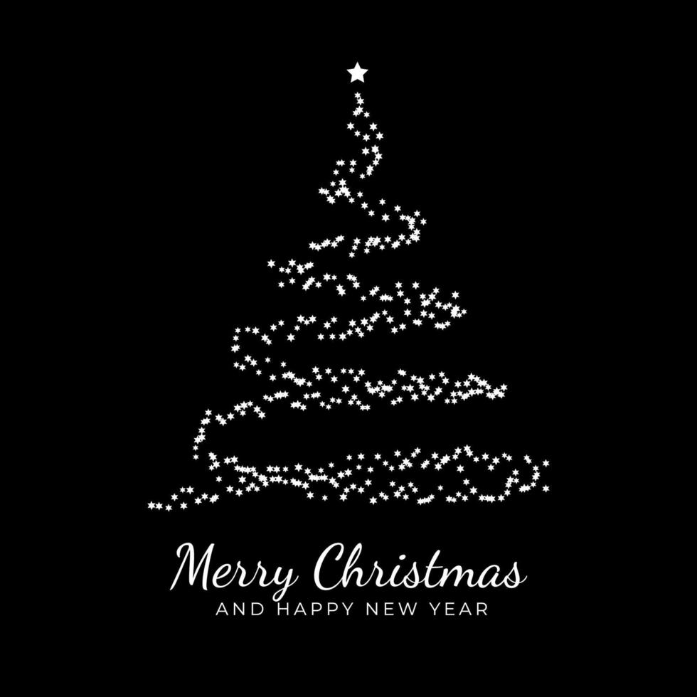 merry christmas and new year black and white vector