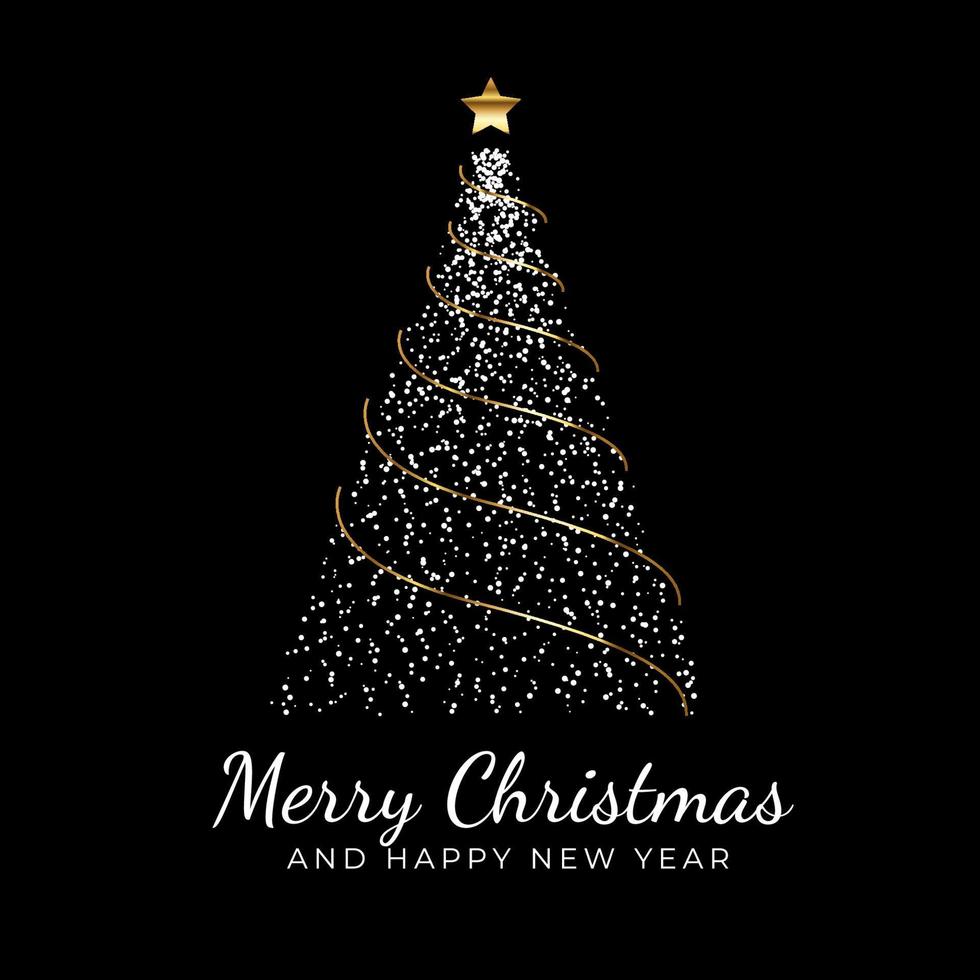 christmas tree onblack background vector