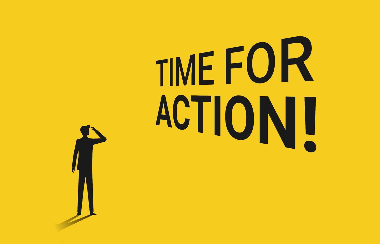 Time for action. Isolated with yellow background vector