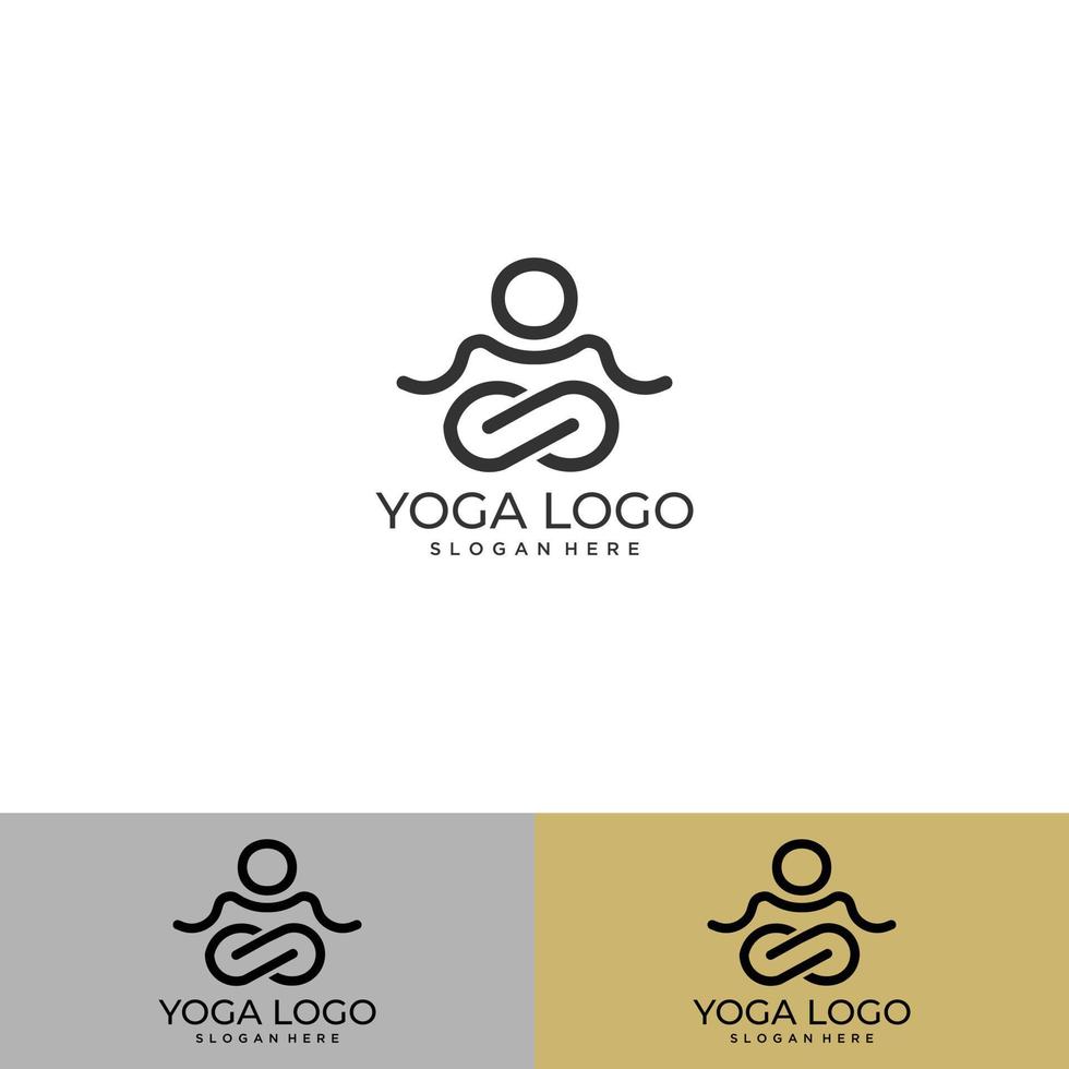 Vector logo on which an abstract image of a person sitting in lotus position.