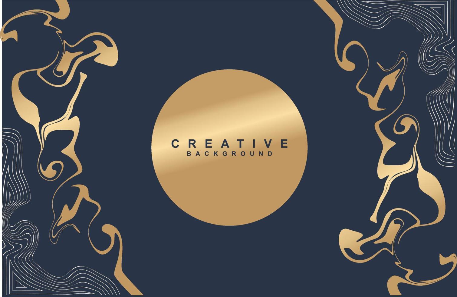 Golden Abstract Fluid Marble Circle Gradient Dark Blue Background.eps vector