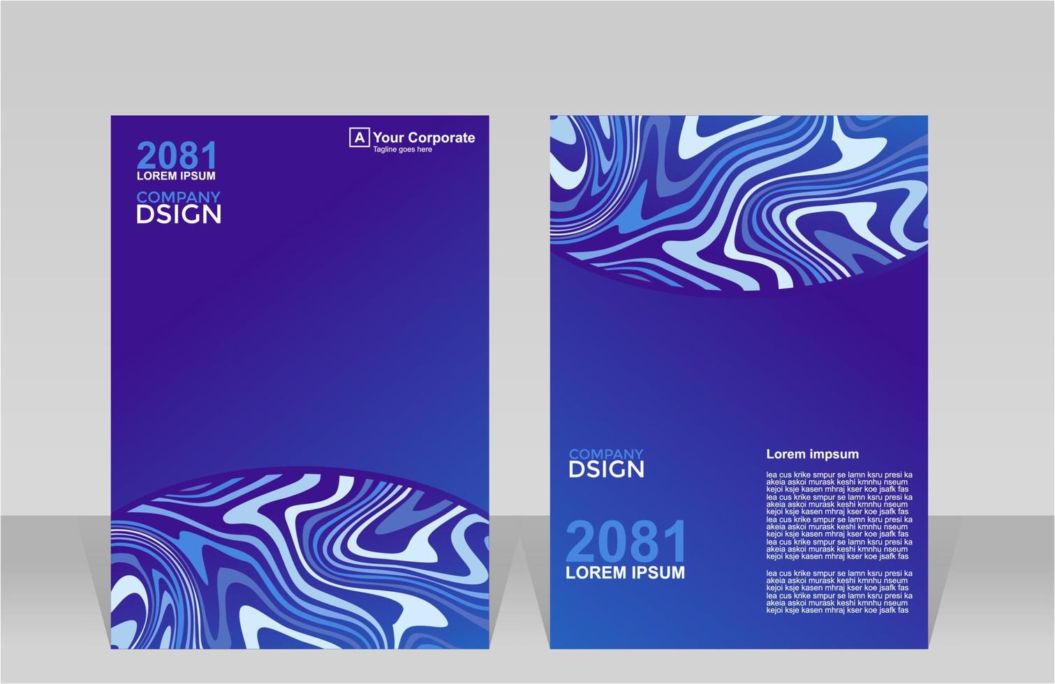 Company Book Cover Trendy Acrylic Fluid Vector Blue Rounded Template Design.eps