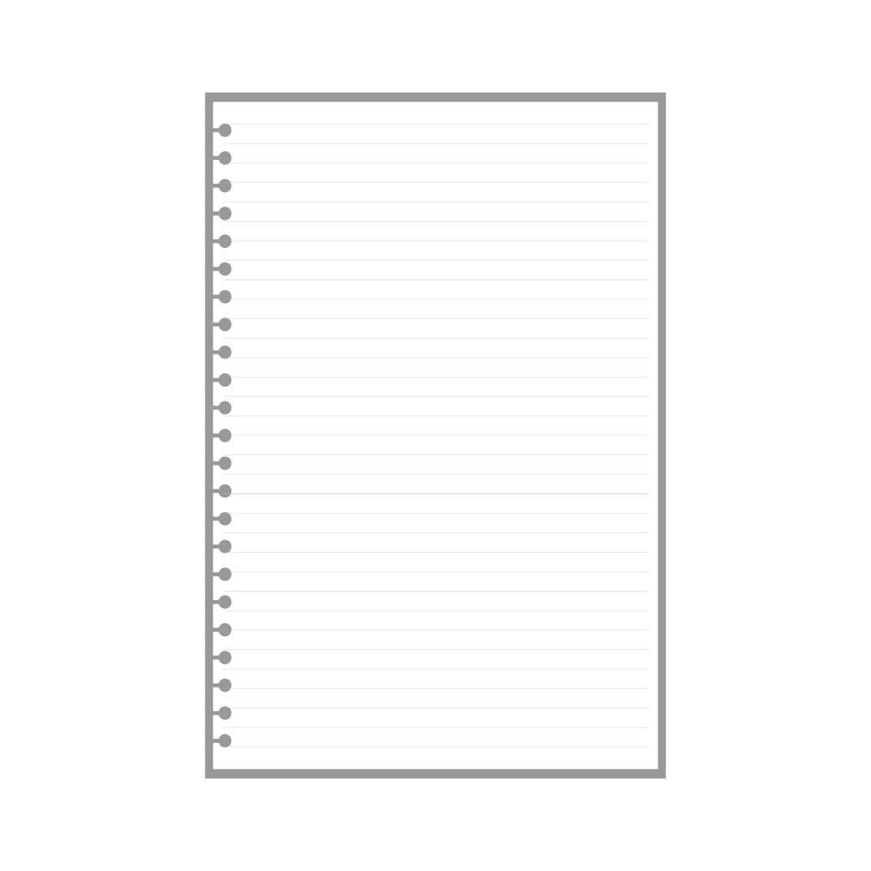 blank lined page sheet for notes with ring holes vector