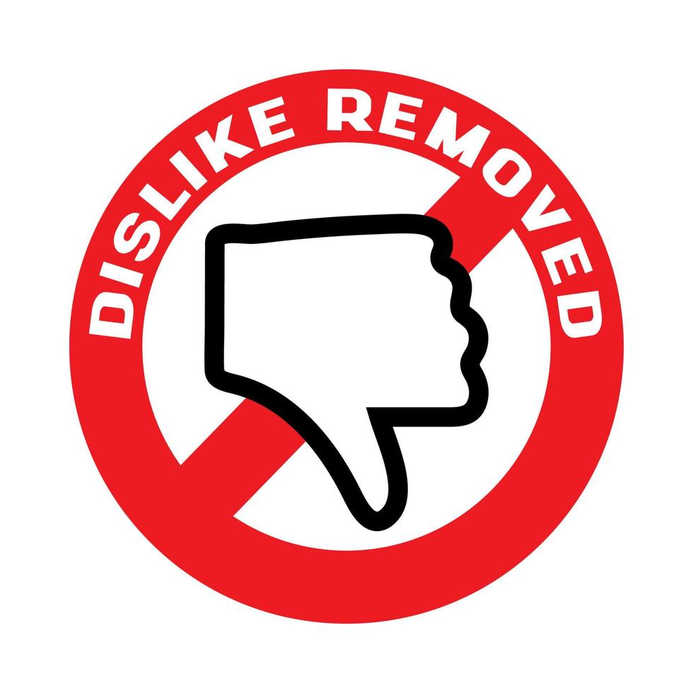 dislike sign with slogan social media dislike removed, concept of internet community users protest vector