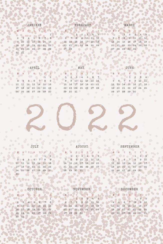 2022 calendar with typewritten text and textured noise vector