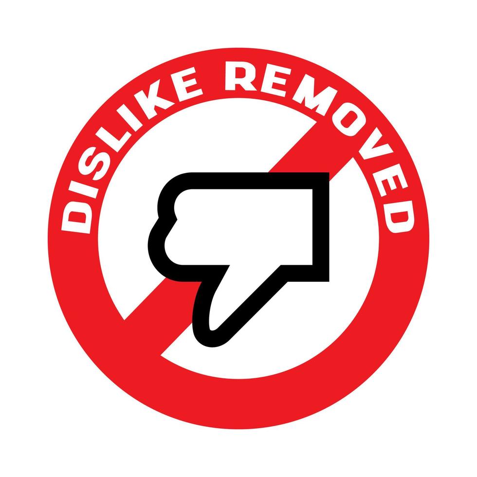 dislike sign with slogan social media dislike removed, concept of internet community users protest vector