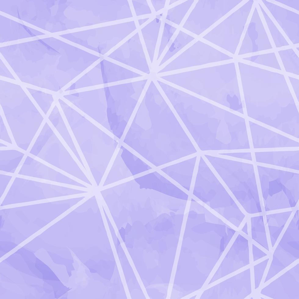 lavender seamless pattern with watercolor stains and polygonal line triangles, endless vector background
