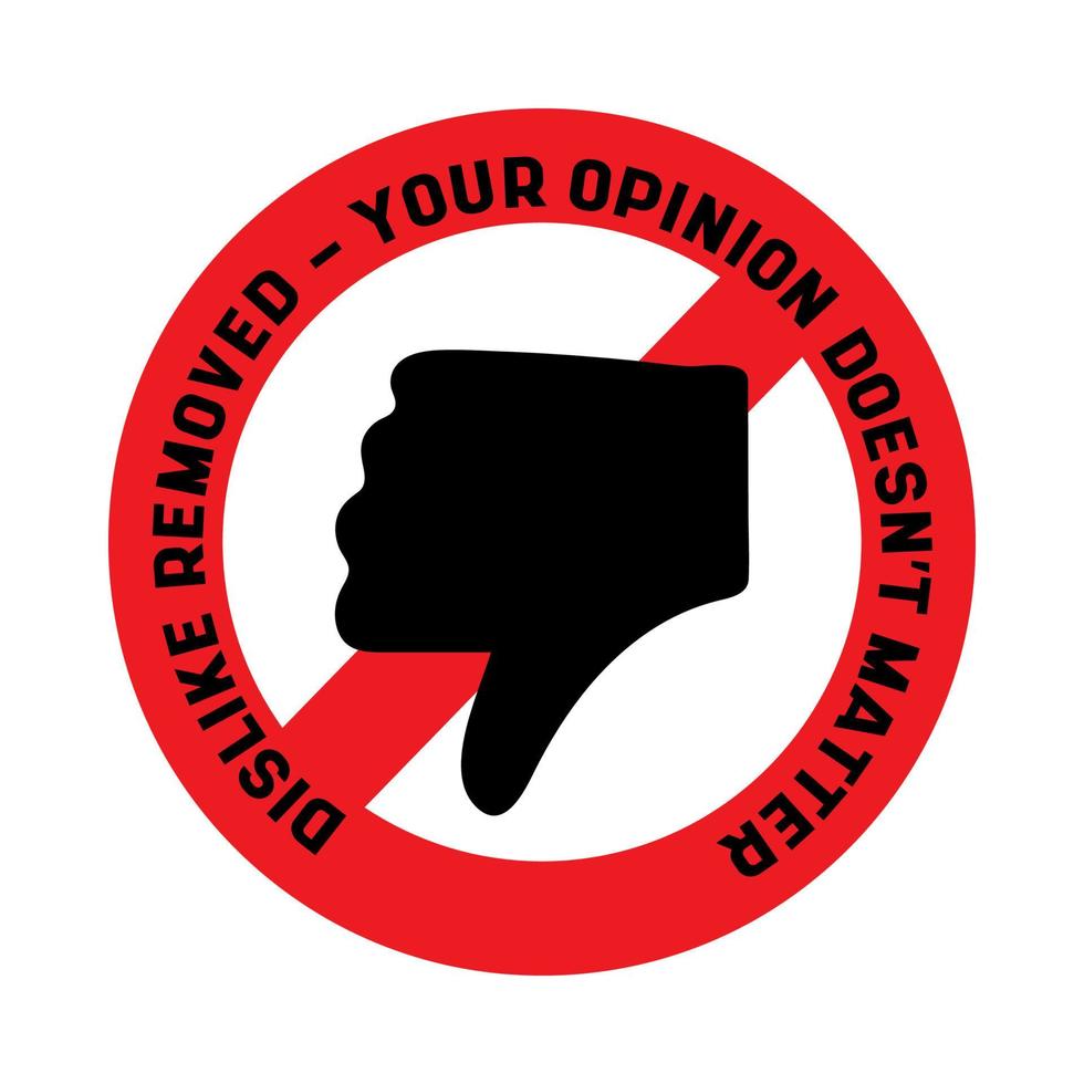 dislike sign with slogan concept of cancellation of dislikes in social media and community users protest vector