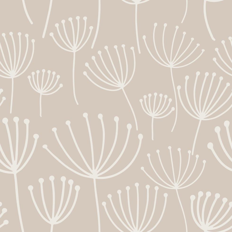seamless pattern with hand drawn botanical elements delicate pastel color vector