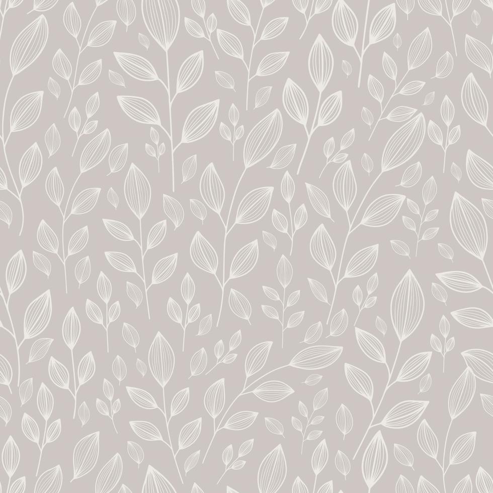 seamless pattern with hand drawn botanical elements delicate pastel color vector