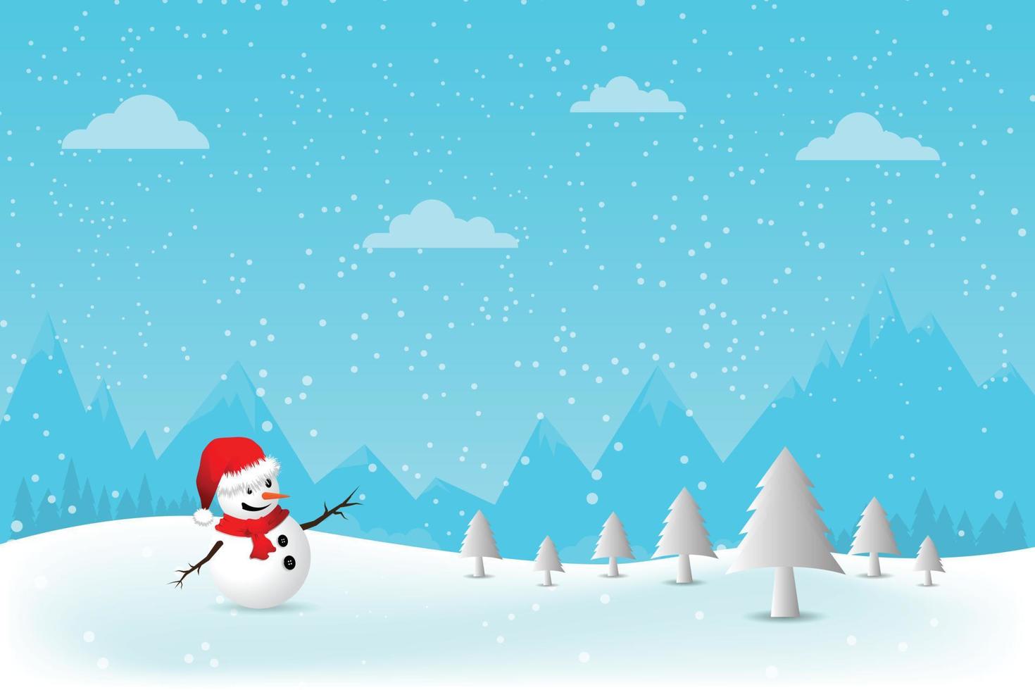 Tarjeta de felicitación de Navidad con muñeco de nieve.Ilustración de vector. vector